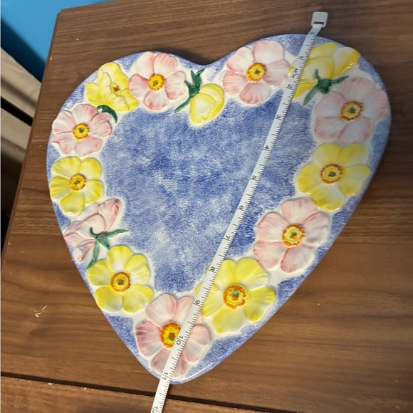 Ancora Italian Hand Painted Floral Heart Shaped Ceramic plate 11” - Picture 7 of 7